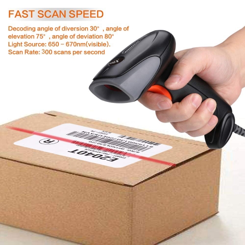 HENEX Handheld HC-9205 Barcode Reader USB Wired 1D Barcode Scanner is Used in Supermarkets, Convenience Stores, Warehouses