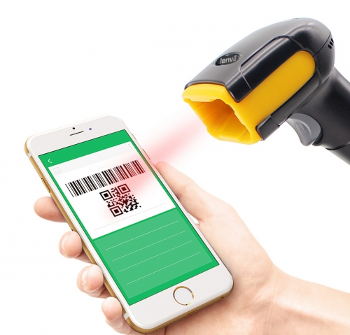 LENVII FW510 2D 2.4G wireless USB Handheld Barcode Scanner Long Distance Rechargeable Barcode Reader 2 in 1 connection for logistics, supermarket, sto